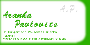 aranka pavlovits business card